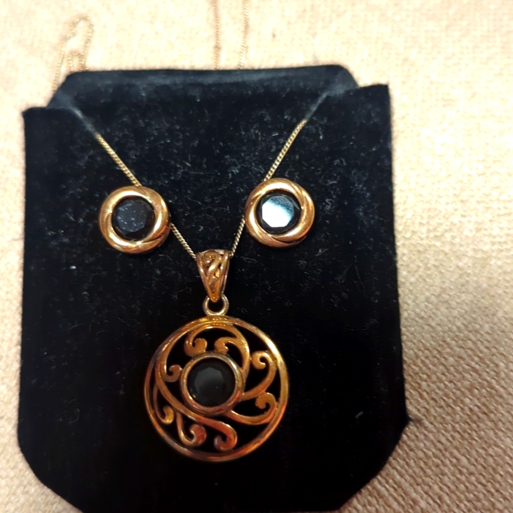 Plated sterling silver necklace and earring set